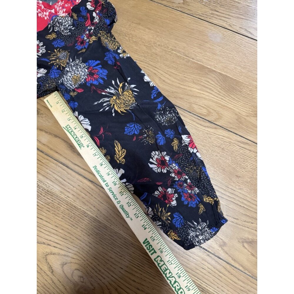 Anthropologie Dolan Women Shirt Medium Ruffle Floral Red Romantic Tiered Boho - Picture 7 of 13